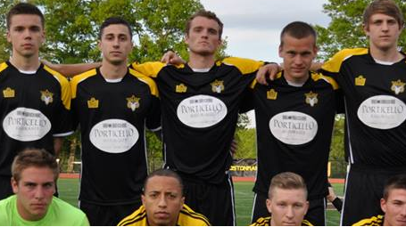 Rams forward Cole DeNormandie (center, top row), who spent two years with the Revolution U-18s, is learning the ropes of professional soccer this summer. (Photo: Real Boston Rams/bostonrams.com)